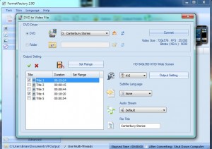 Format Factory DVD to Video File menu