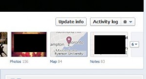 Photo showing various boxes on Facebook timeline