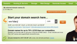 Photo of domain name search on GoDaddy