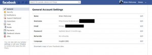 Photo of Facebook Account Settings 2