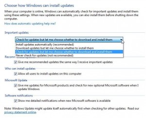 Photo of Windows Update menu. 