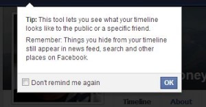 Photo of Facebook's View As warning