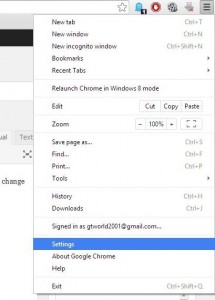 Photo of Chrome settings menu. 