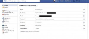 Photo of Facebook general settings