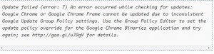 Photo of Google Chrome error message. 